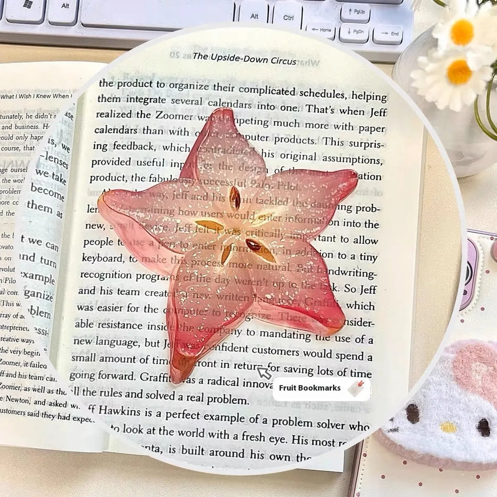 Cute transparent plastic fruit bookmark with fixed clip in watermelon red colour approximately 8-10cm tall
