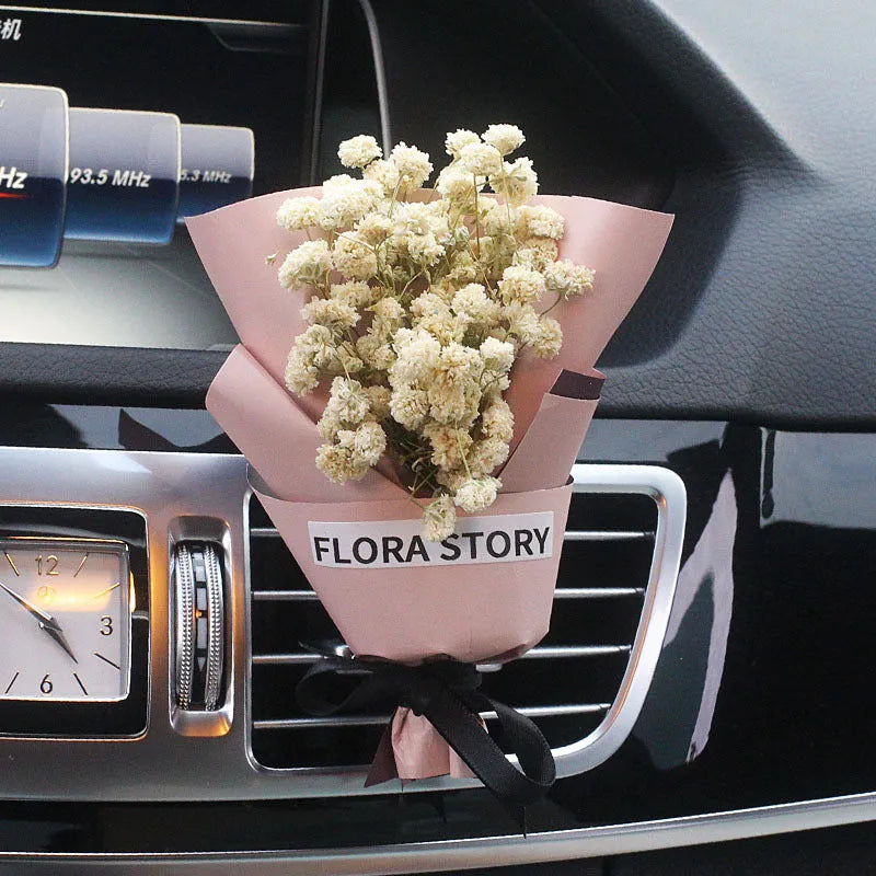 Mini dried flower bouquet for car vent attachment in multiple colour and style options