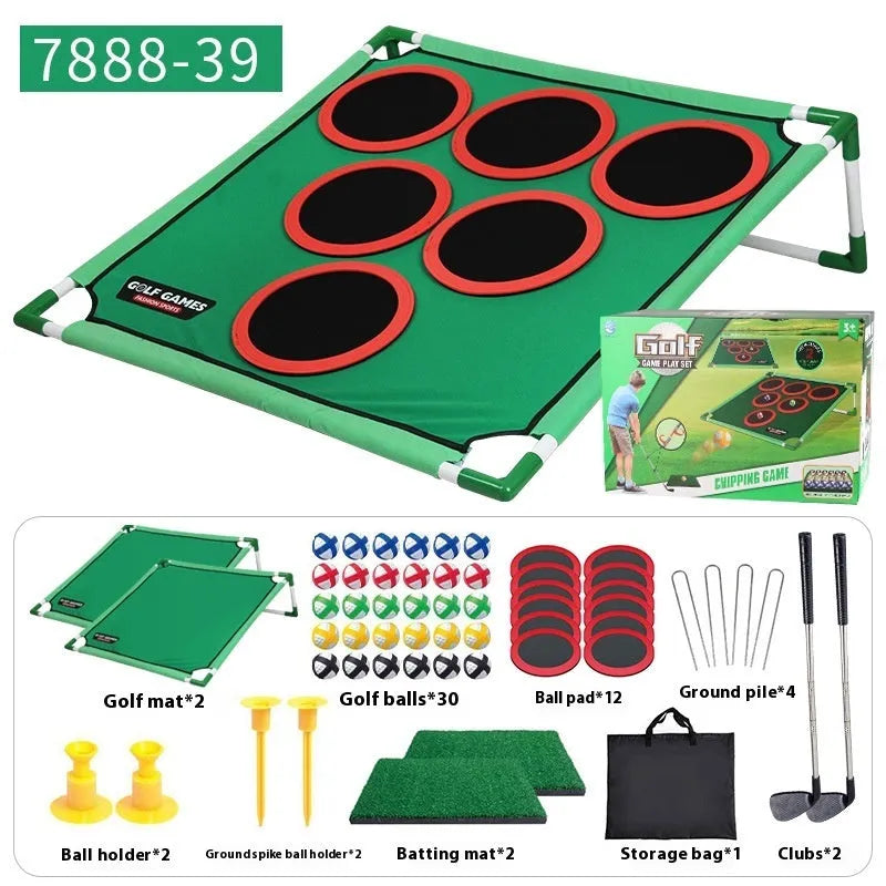Children's Velcro golf suit toy with plastic flannel target, double frame style