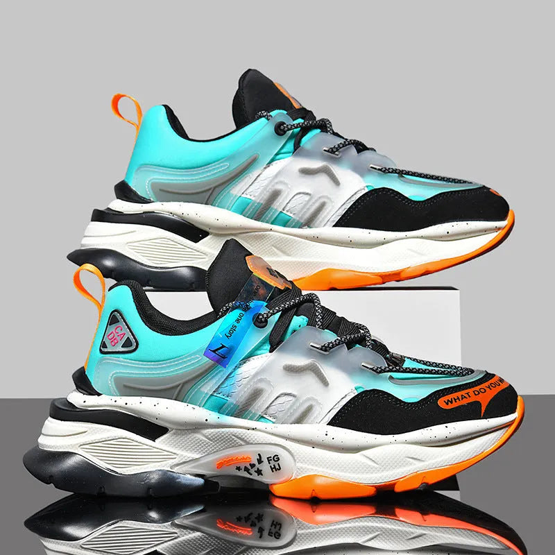 Men's casual running shoes with TPU popcorn sole, low top, lace-up, solid colour, available in white and black gray