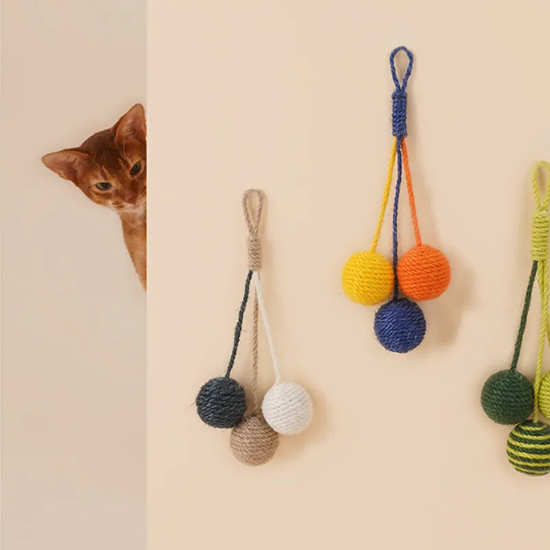 Cat toy set with teaser stick and bite-resistant catnip ball in blue colour, 255x105mm