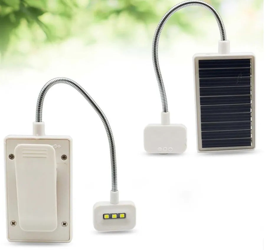 Solar garden light with plastic lampshade and LED illumination for outdoor pathways