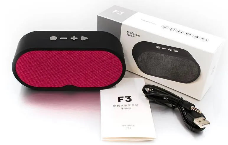 Bluetooth wireless speaker with subwoofer in choice of colours showing TF slot and USB port
