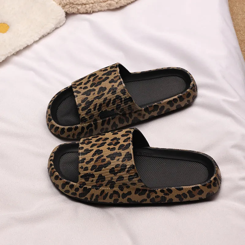 Women's leopard print EVA slippers with thick sole in multiple animal print colours