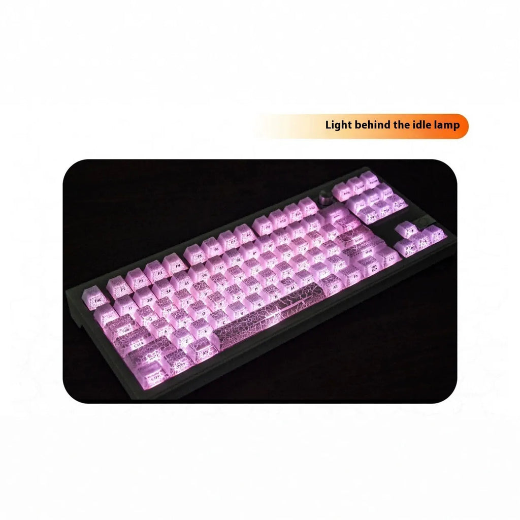 White transparent mechanical keyboard keycaps with side carving detail on keycap profiles