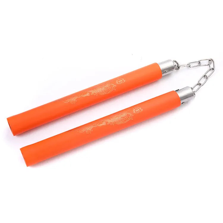 Sponge nunchaku for children beginners practice in black EVA foam double jointed stick