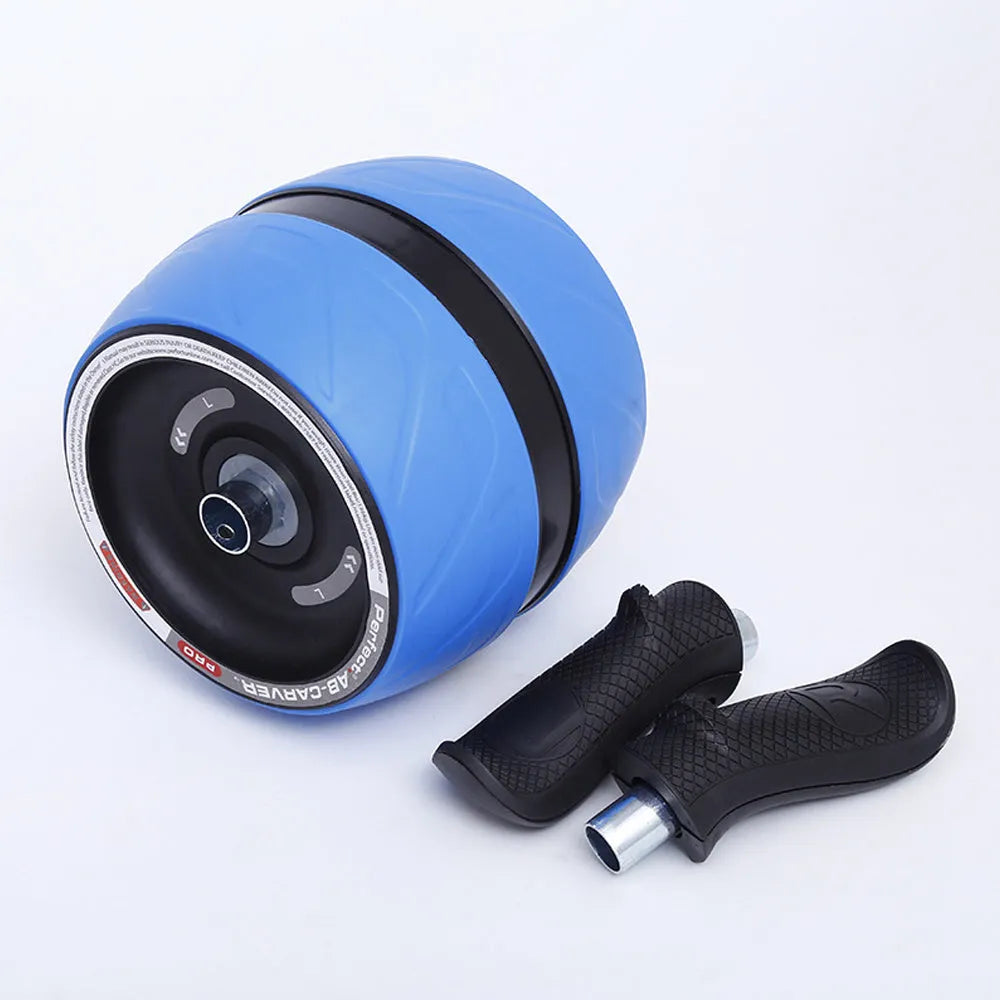 Blue abdominal wheel with carbon steel spring and rubber for core training