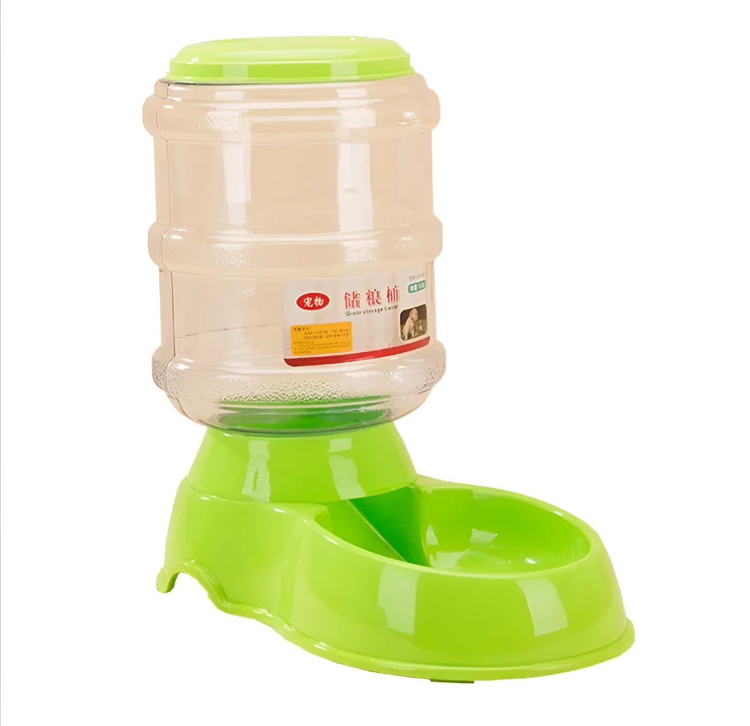 3.5L automatic gravity pet feeding basin for cats and dogs, available in blue, green, and pink colours