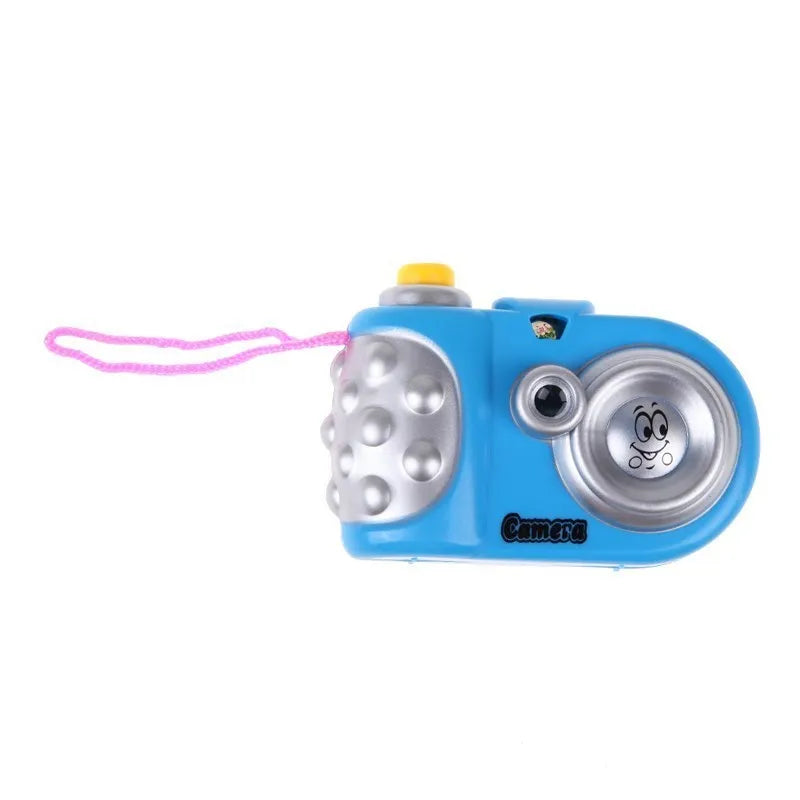 Kids plastic projection camera toy showing animal images with sliding lens cover
