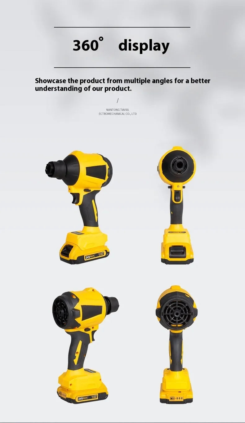Yellow handheld rechargeable lithium battery dust gun for office and household cleaning