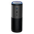 Grey black USB UV sterilising car air purifier with HEPA filter and aluminium alloy body