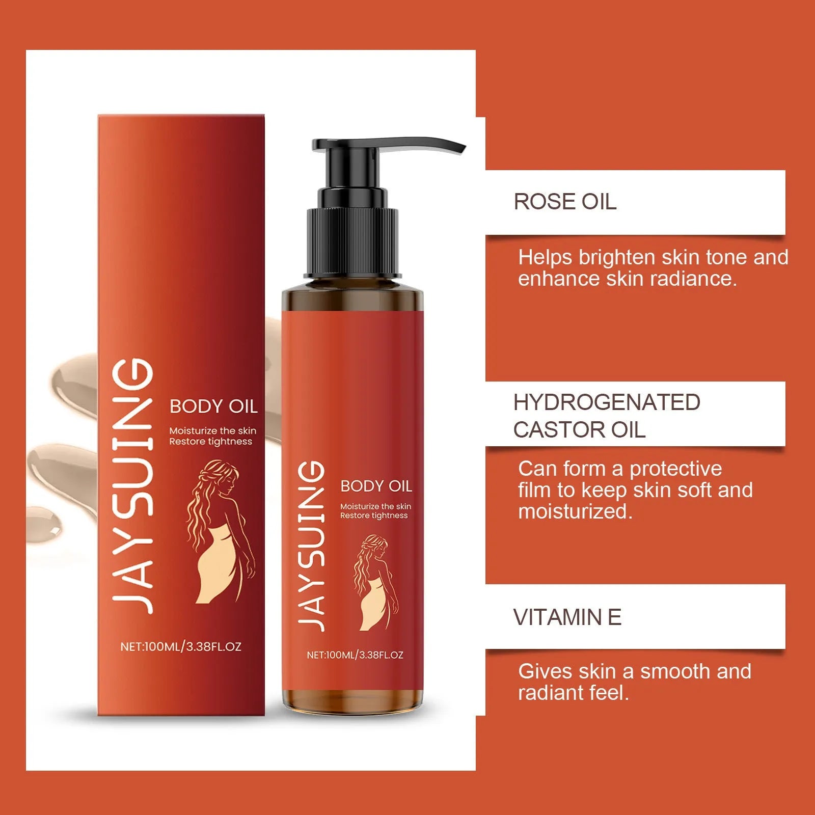 100ml bottle of body firming massage oil with glycerol and vitamin E