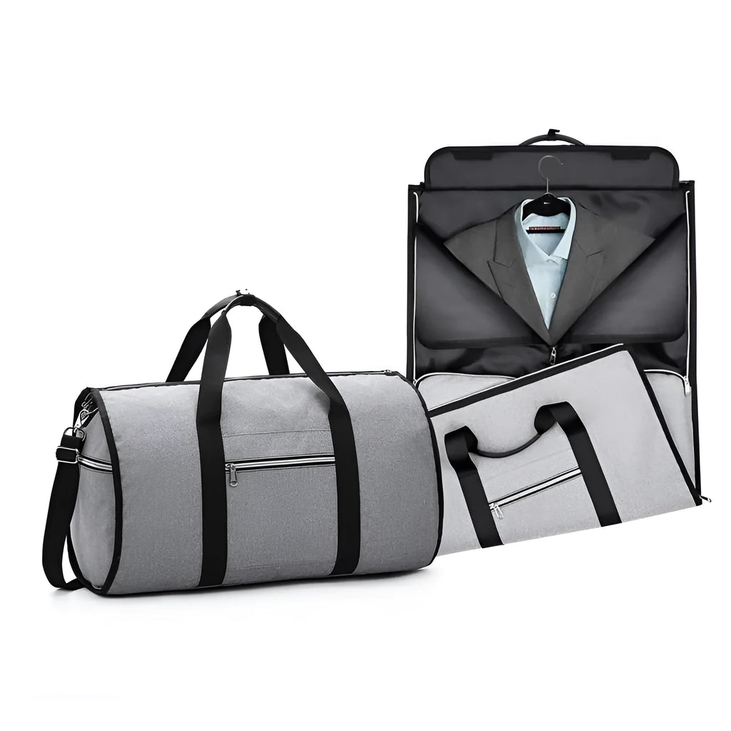 Medium cylinder travel bag in Oxford cloth with zipper closure, available in blue, red, light grey, and black