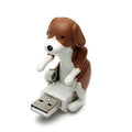 Portable mini brown USB humping dog toy for office desk stress relief, 60x30x60 mm