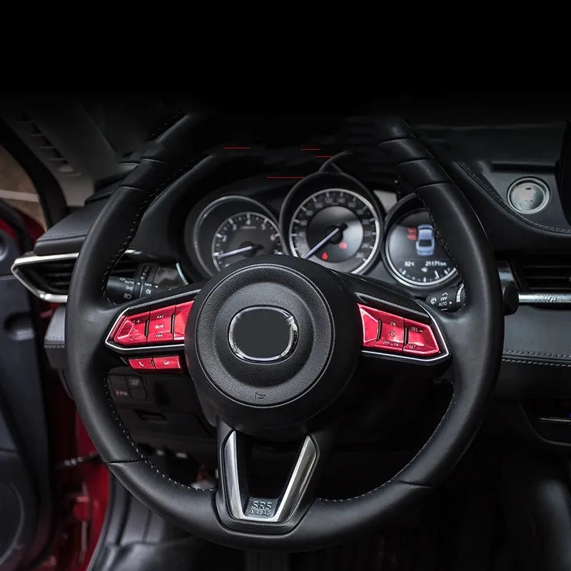 Aluminum alloy car decorative sticker kit with steering wheel button covers and interior accessories