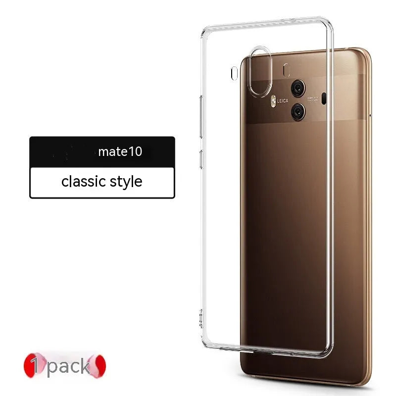 Transparent soft silicone phone case for Huawei Mate 10 and Mate 10 Pro with simple style and mirror element