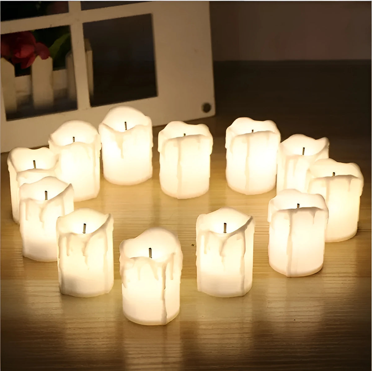 LED electronic tear candle set of 12 warm white 3.7x5cm