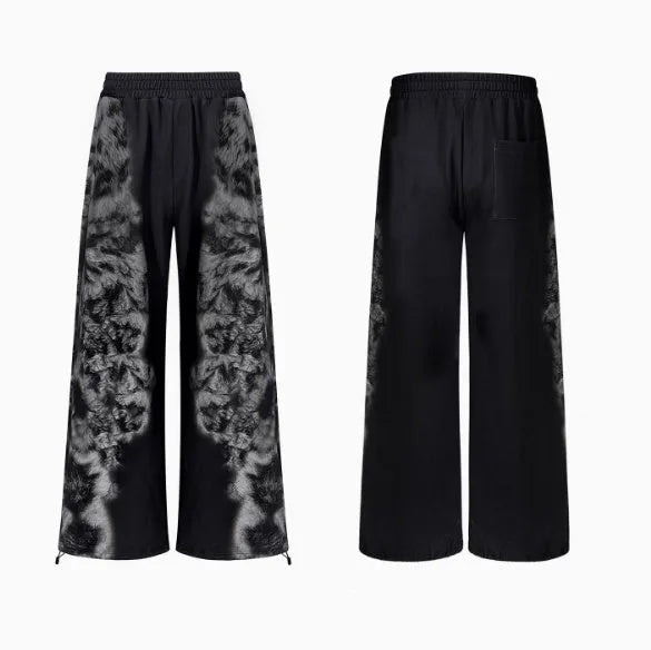 Men's street fashion loose trousers set with printed pattern, matching hoodie and seven-inch shorts bundle