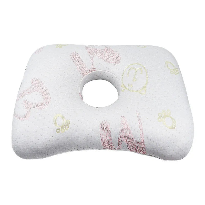 Beauty salon single hole ear pillow in grey colour, showing central ear hole and rectangular shape.