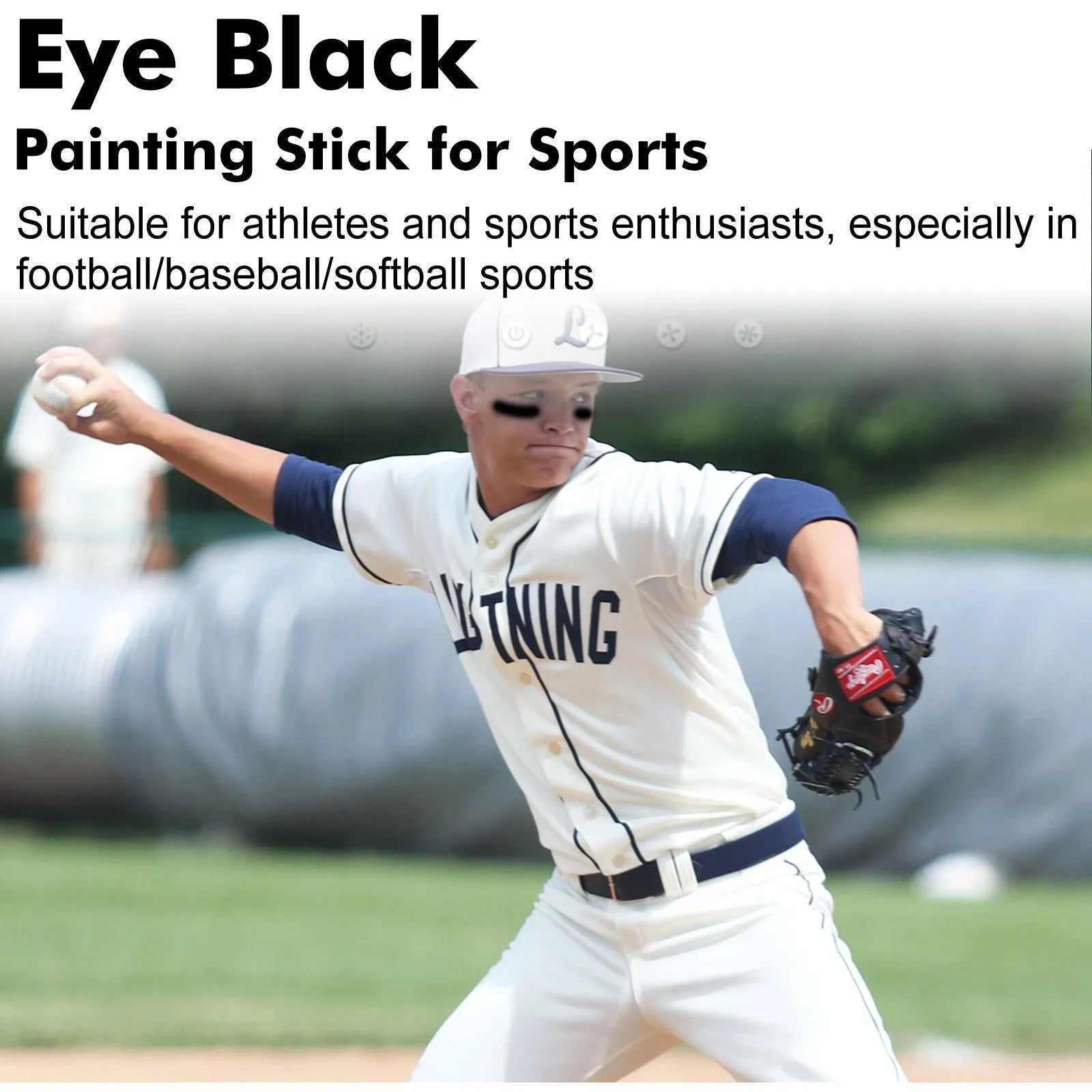 Sports eye black paint stick in compact packaging for athletic blackening applications