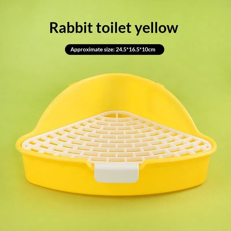 Triangular plastic pet toilet potty for rabbits and guinea pigs in white colour option
