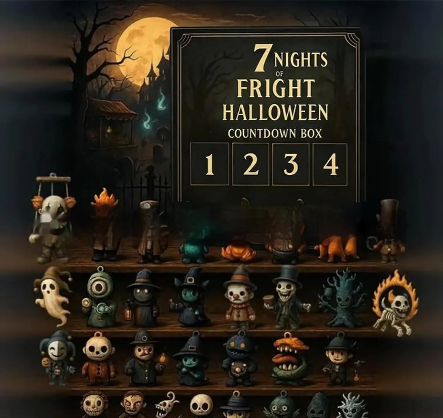 Halloween horror countdown box blind box with resin decorations