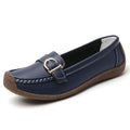 Beige women's casual loafers flat shoes with round toe and shallow mouth design