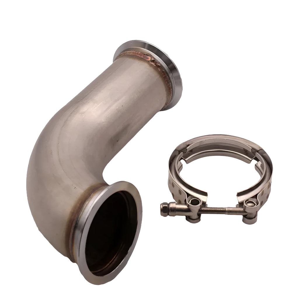 Stainless steel V-clamp pipe connector fitting for plumbing drainage systems