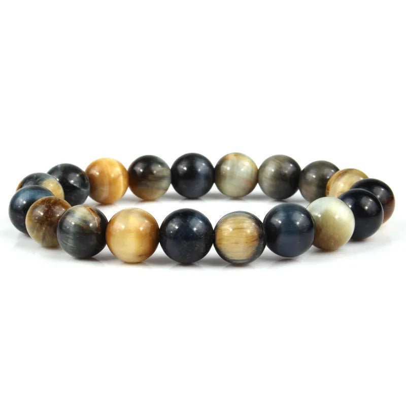Natural tiger eye stone bracelet with round beads in a choice of colours and sizes
