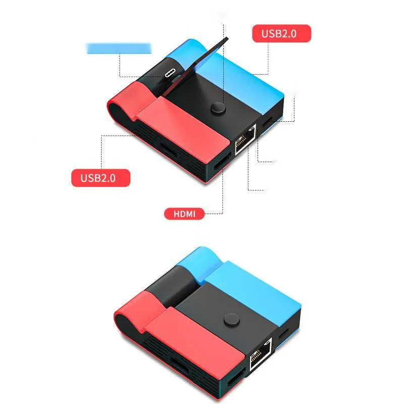 Portable multi-function game console adapter with PVC-aluminium housing and Type-C port for 4K HD projection.