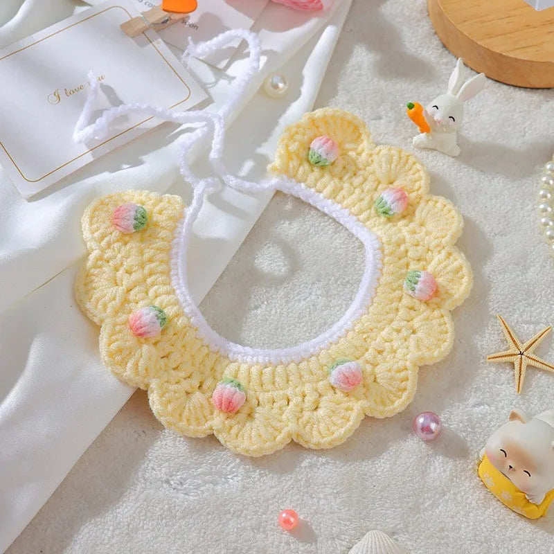 Handmade wool woven collar for British Shorthair kittens with embroidery decoration
