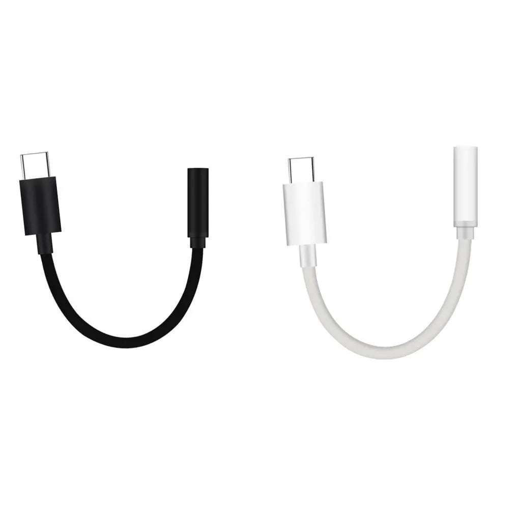 Type-C to 3.5mm audio adapter cable with 10cm length and 99% oxygen-free copper wire in black
