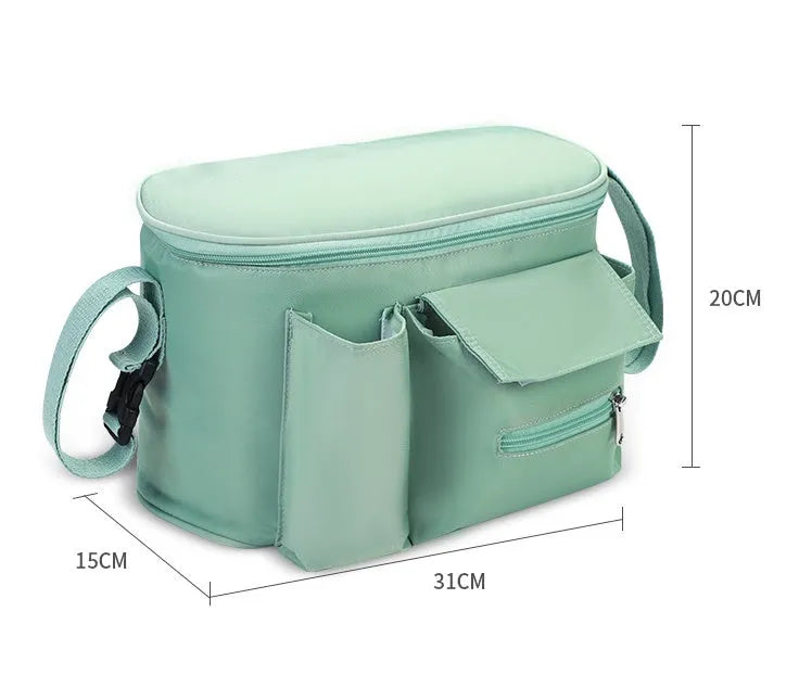 Large stroller storage bag in Oxford cloth with flower mushroom head style attached to pushchair handle