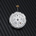 8215 automatic movement replacement with silver stainless steel construction showing 25mm diameter