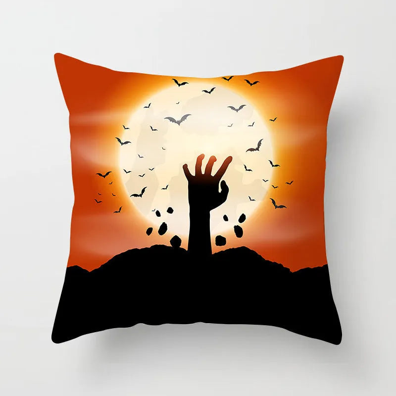 Halloween pillowcase 45x45cm in peach skin fabric with modern simple square design for living room cushion