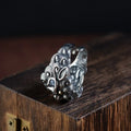 Silver open ring with detailed Jibeast animal zodiac modelling and adjustable design