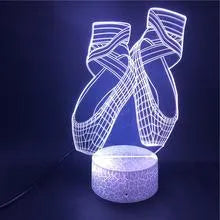 Ballet dancer silhouette 3D night light with remote control showing seven colour changing LED options