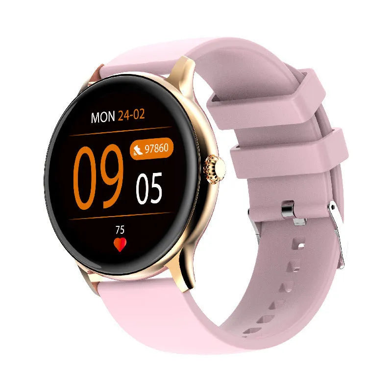 Blood pressure monitoring smart watch with 1.28-inch touchscreen in black, gold or silver