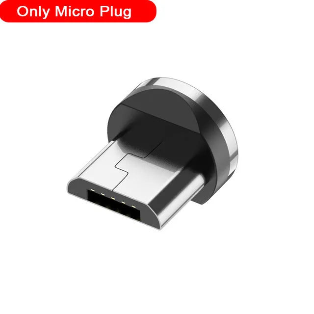 USLION circular magnetic charging cable in black, showing magnetic connector and plug for Android, iOS, or Type-C device.