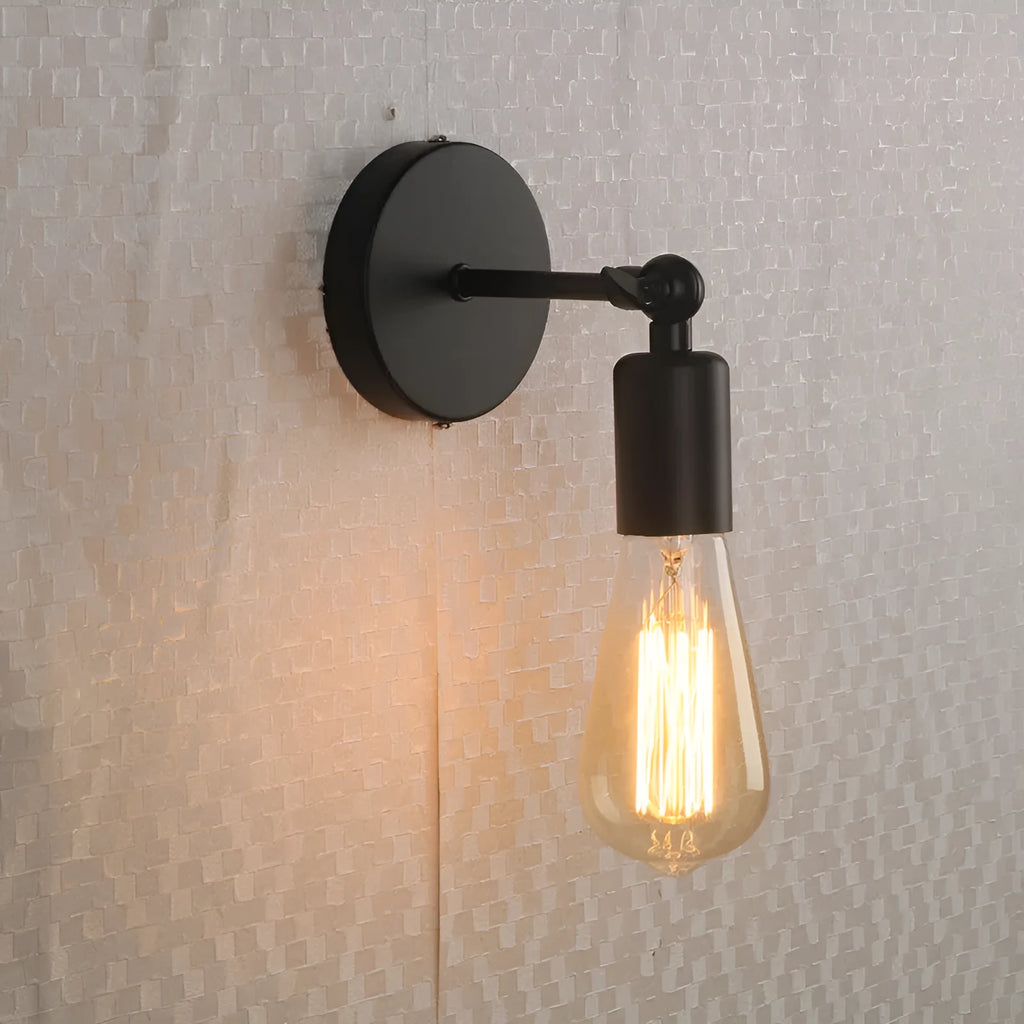 American black industrial style small wall lamp wrought iron antique finish E27 fitting for indoor leisure venues