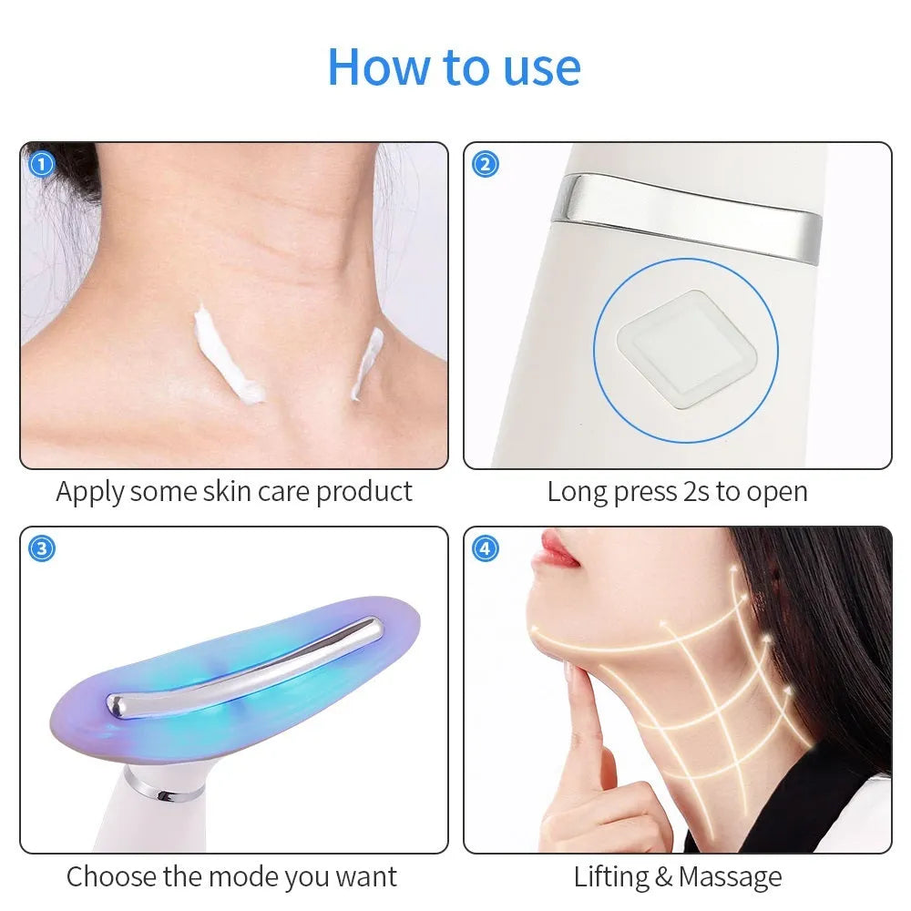 White double chin neck wrinkle remover device with ABS body on neutral background