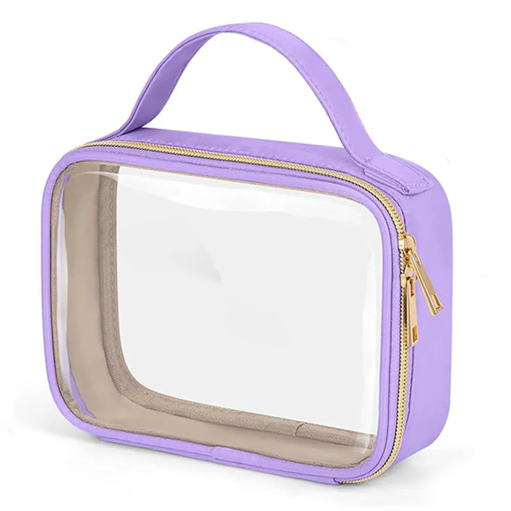 Transparent PVC wash bag with chain element for lipstick storage, 7.85 inches, black colour option