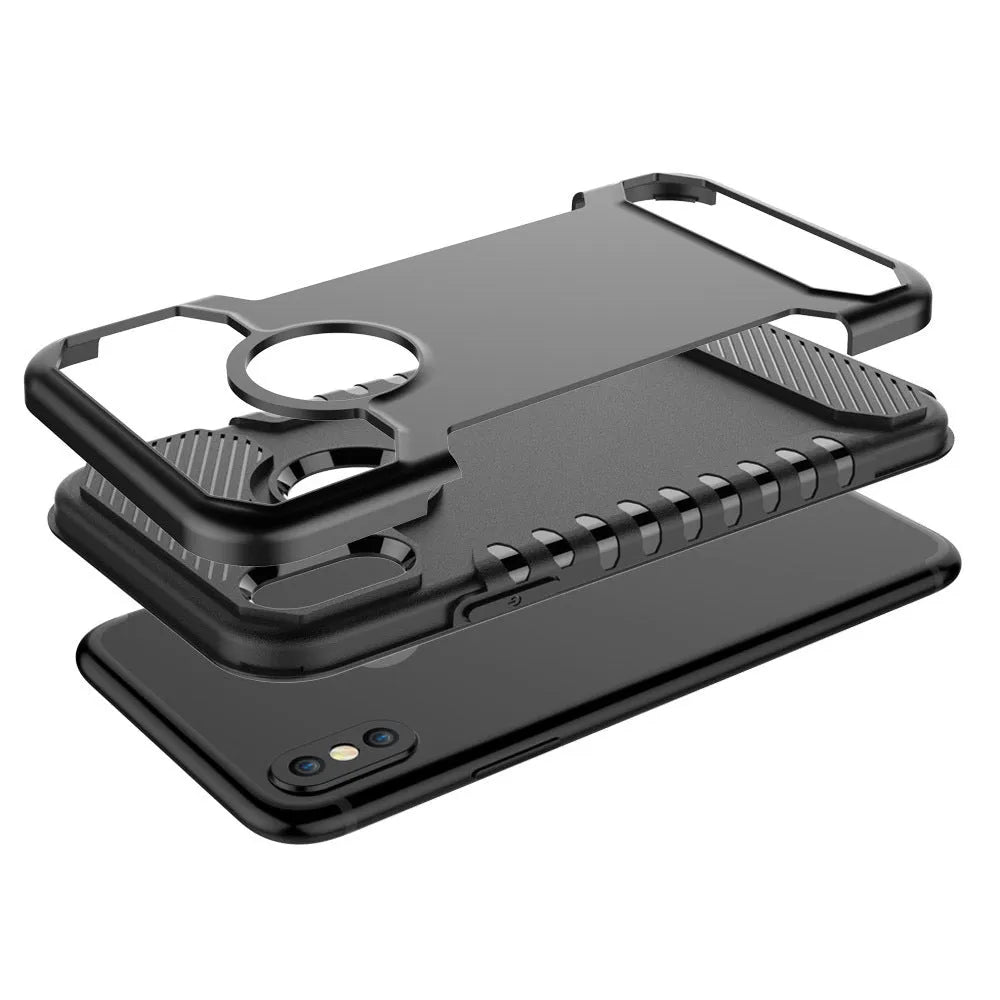 Black double-layer TPU PC shockproof phone case compatible with Apple iPhone 15 series