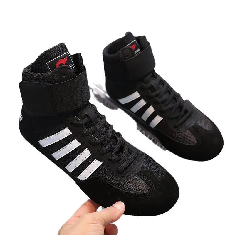 Wrestling shoes for men and women suede cowhide vertical style S002 Black