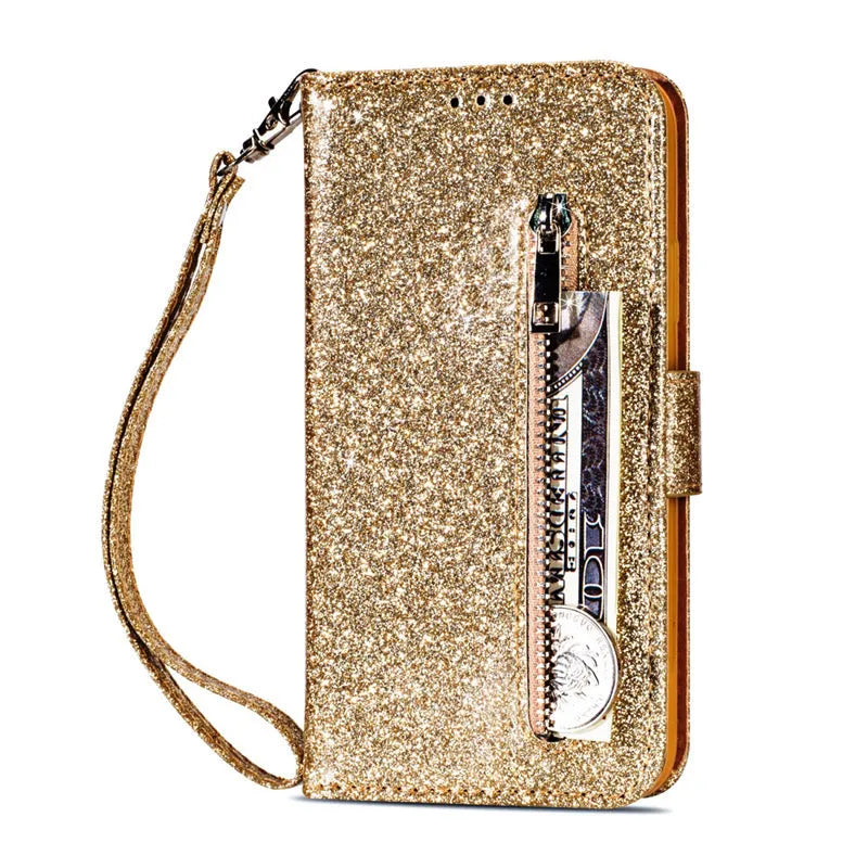 PU leather zipper phone case for iPhone with secure closure in multiple colour options
