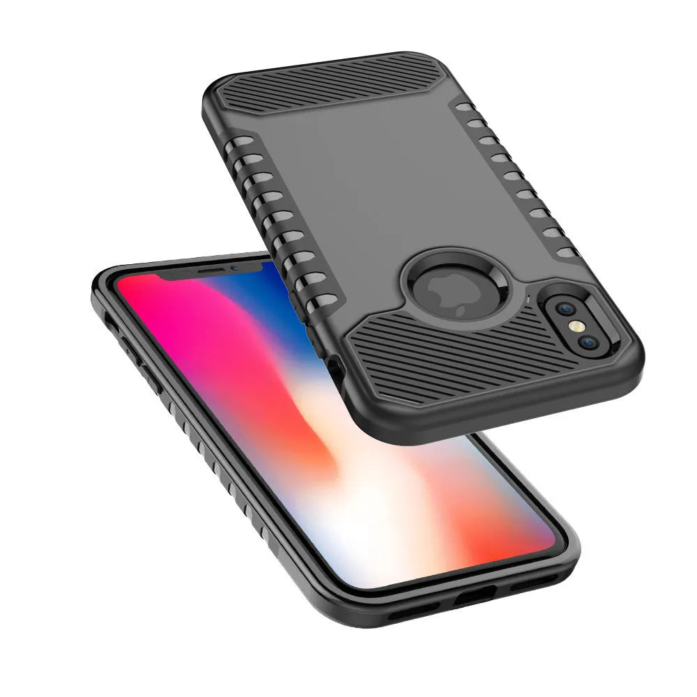 Black double-layer TPU PC shockproof phone case compatible with Apple iPhone 15 series