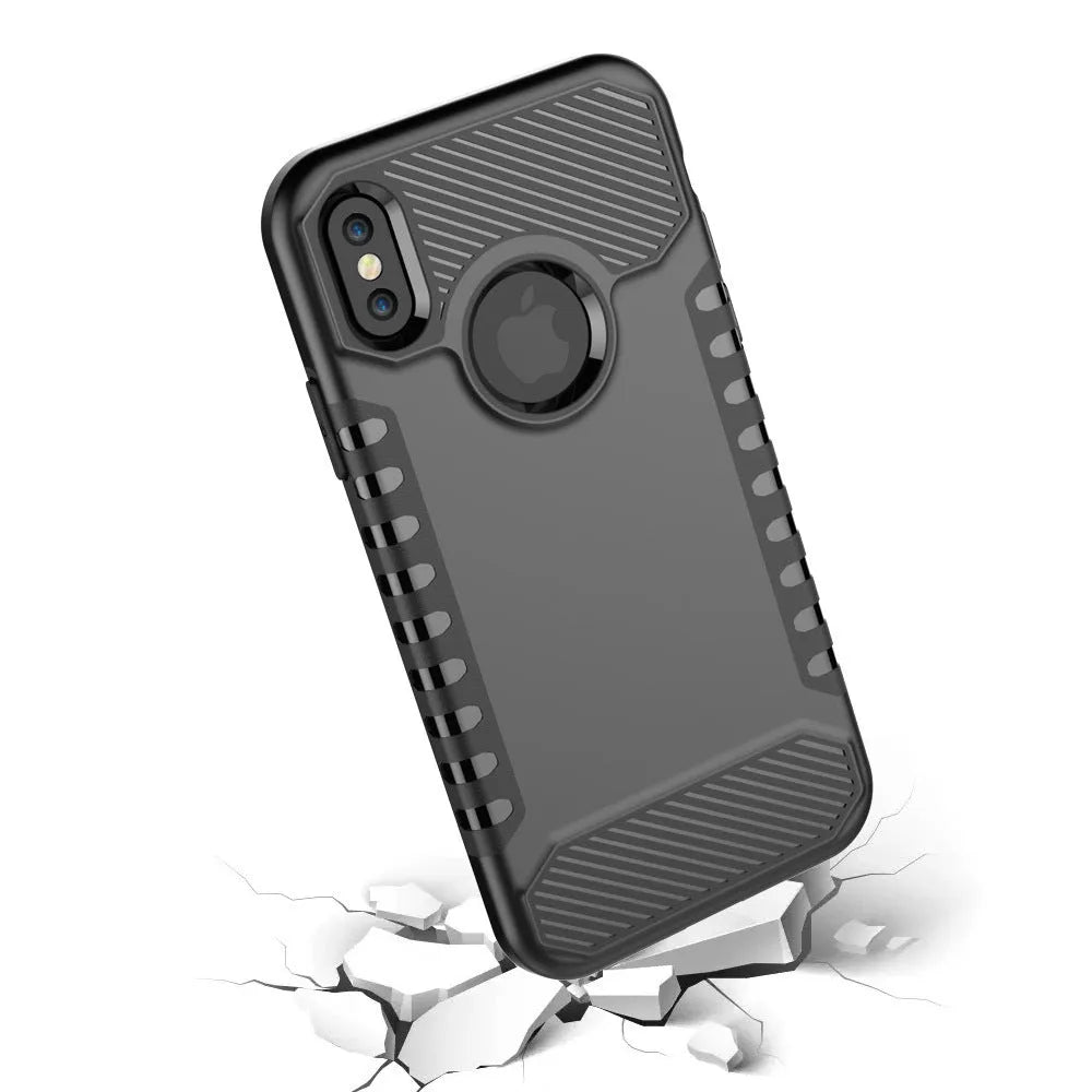 Black double-layer TPU PC shockproof phone case compatible with Apple iPhone 15 series