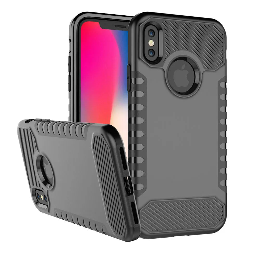 Black double-layer TPU PC shockproof phone case compatible with Apple iPhone 15 series