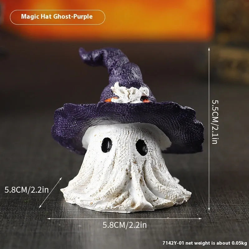 Resin wizard hat ornament in purple and black for Halloween Christmas Easter decoration