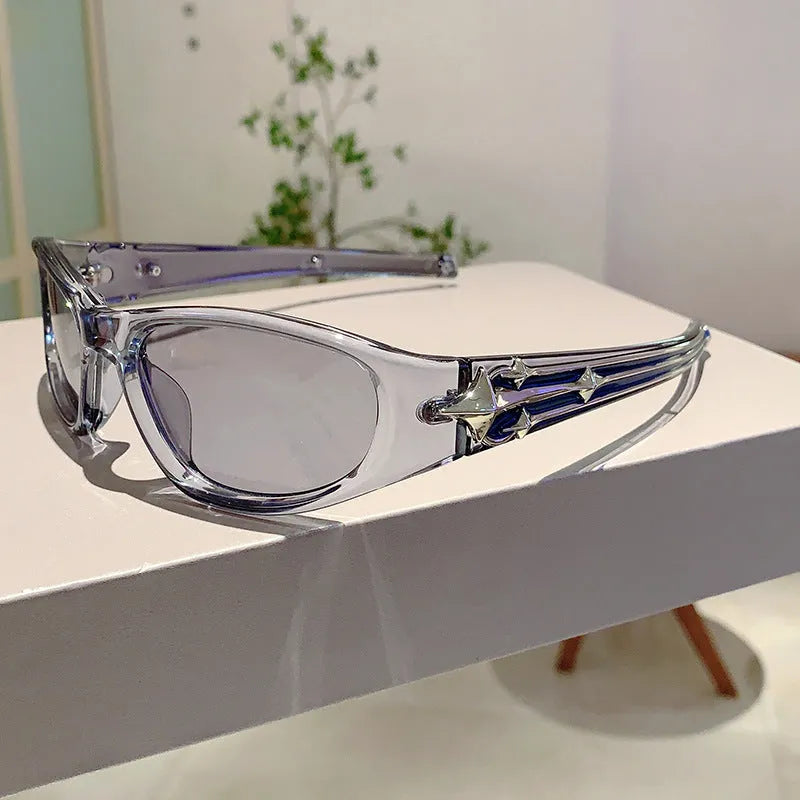 Outdoor sports sunglasses black frame gray PC lens category 3 windproof all-match casual style